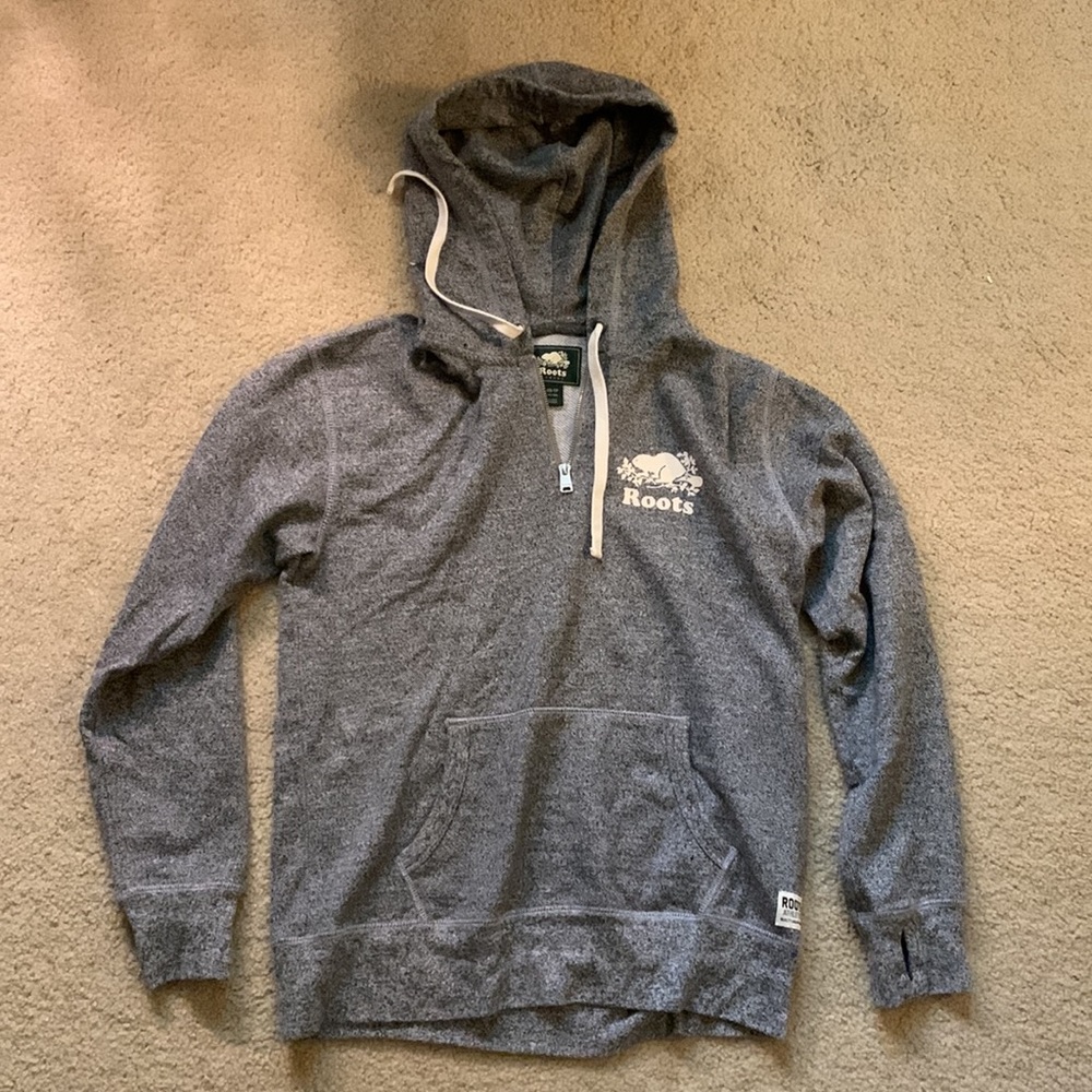 Roots half zip logo hoodie